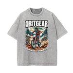 Stone-Washed Sports Graphic Print T-Shirt