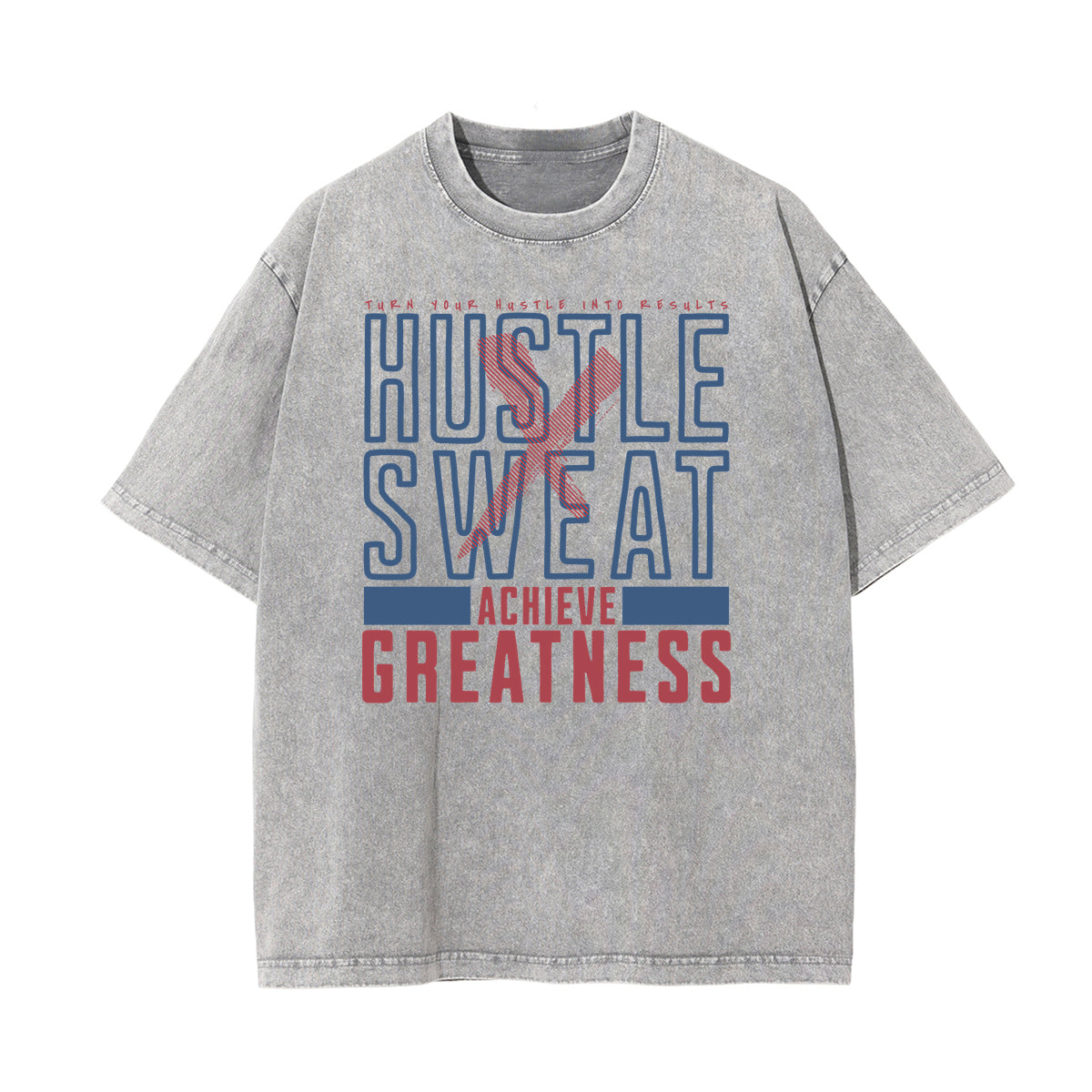 Stone-Washed Sports Graphic Print T-Shirt