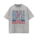 Stone-Washed Sports Graphic Print T-Shirt