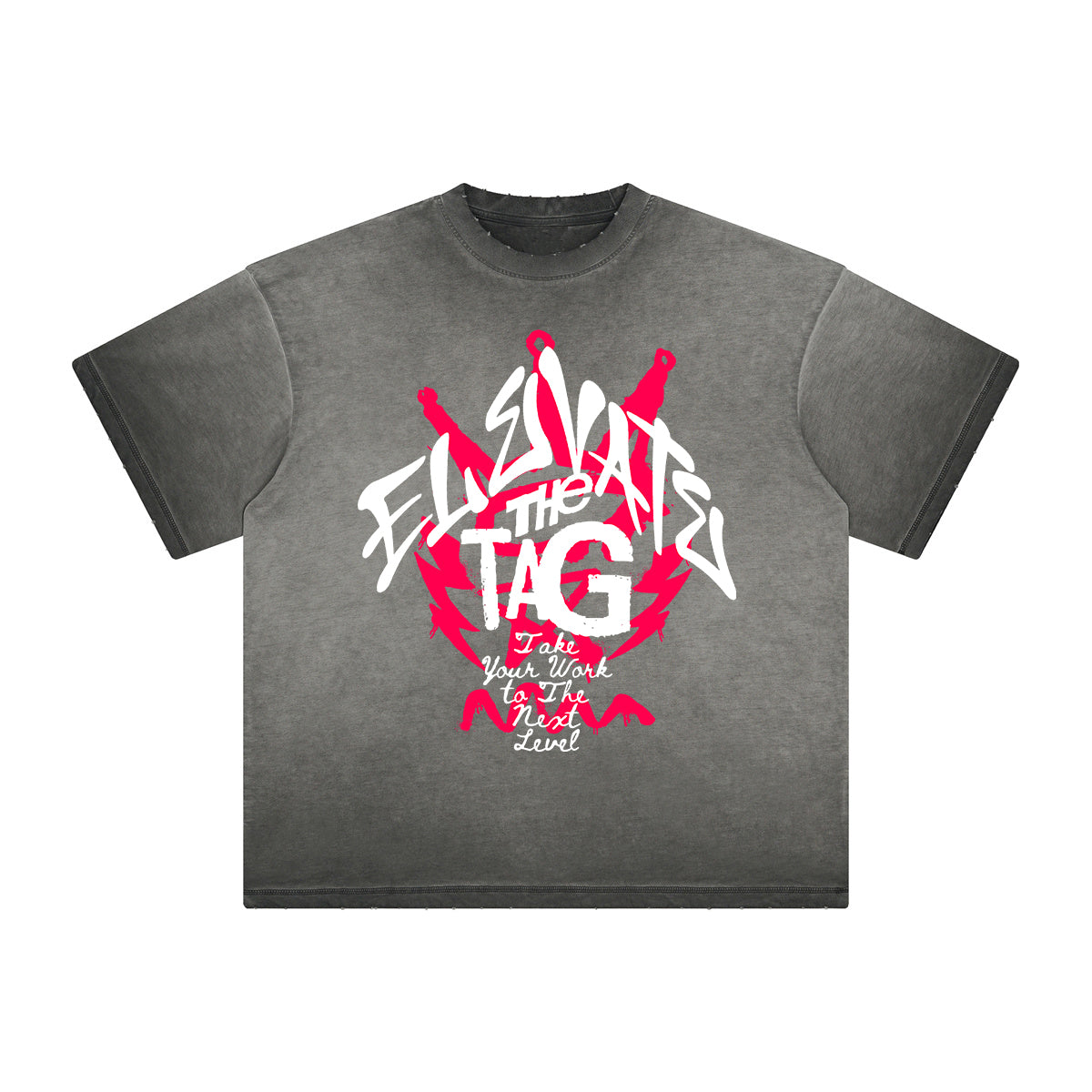Vintage-Style Frayed Typography Tee