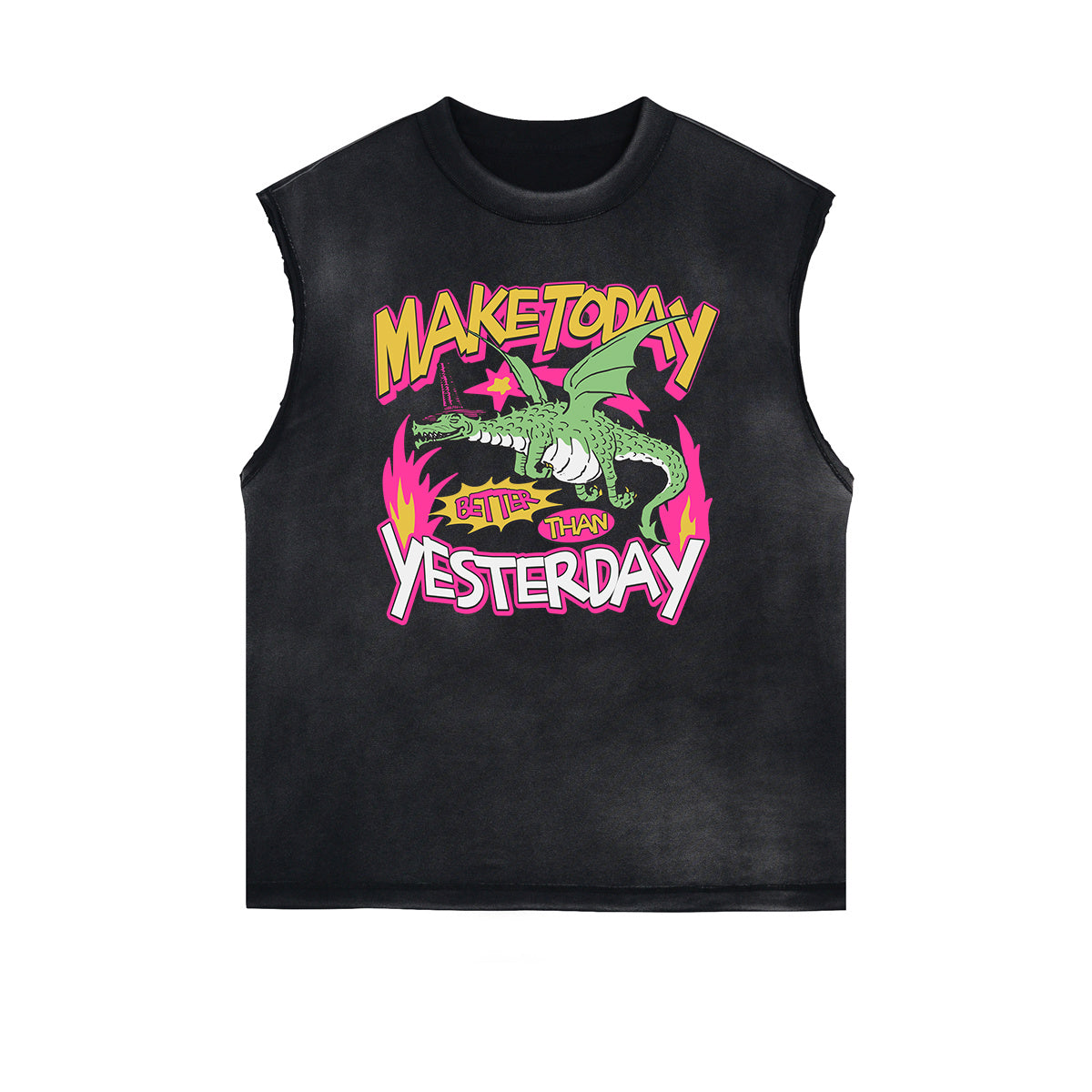 Distressed Bold Typography Sleeveless Tee