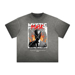 Heavy Faded Mystery Mask Graphic T Shirt