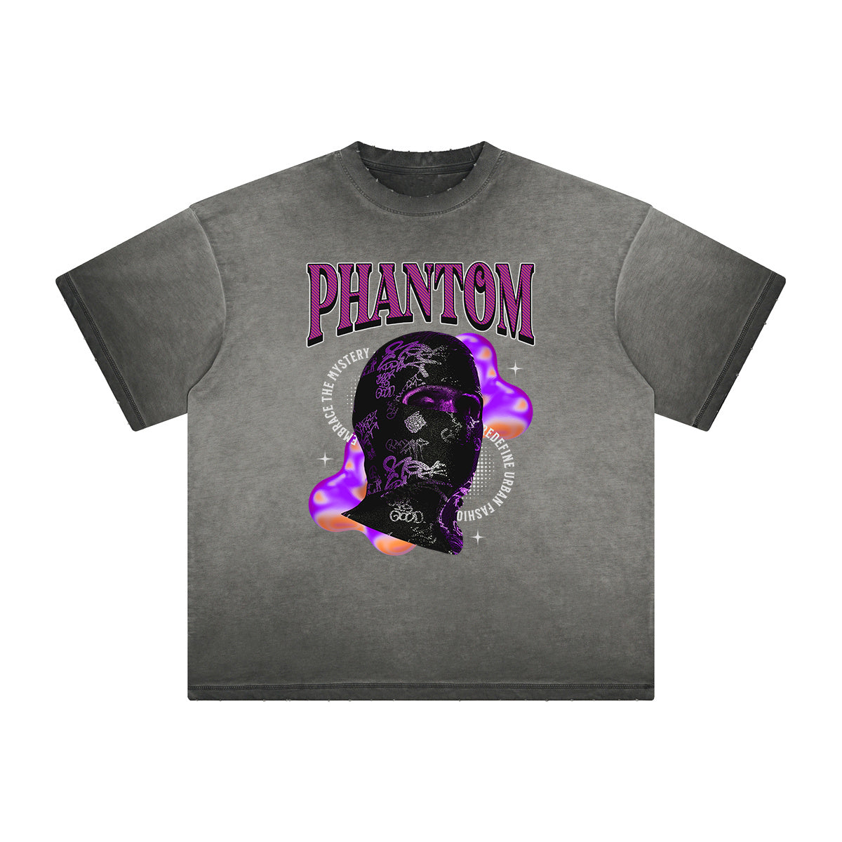 Heavy Faded Mystery Mask Graphic T Shirt