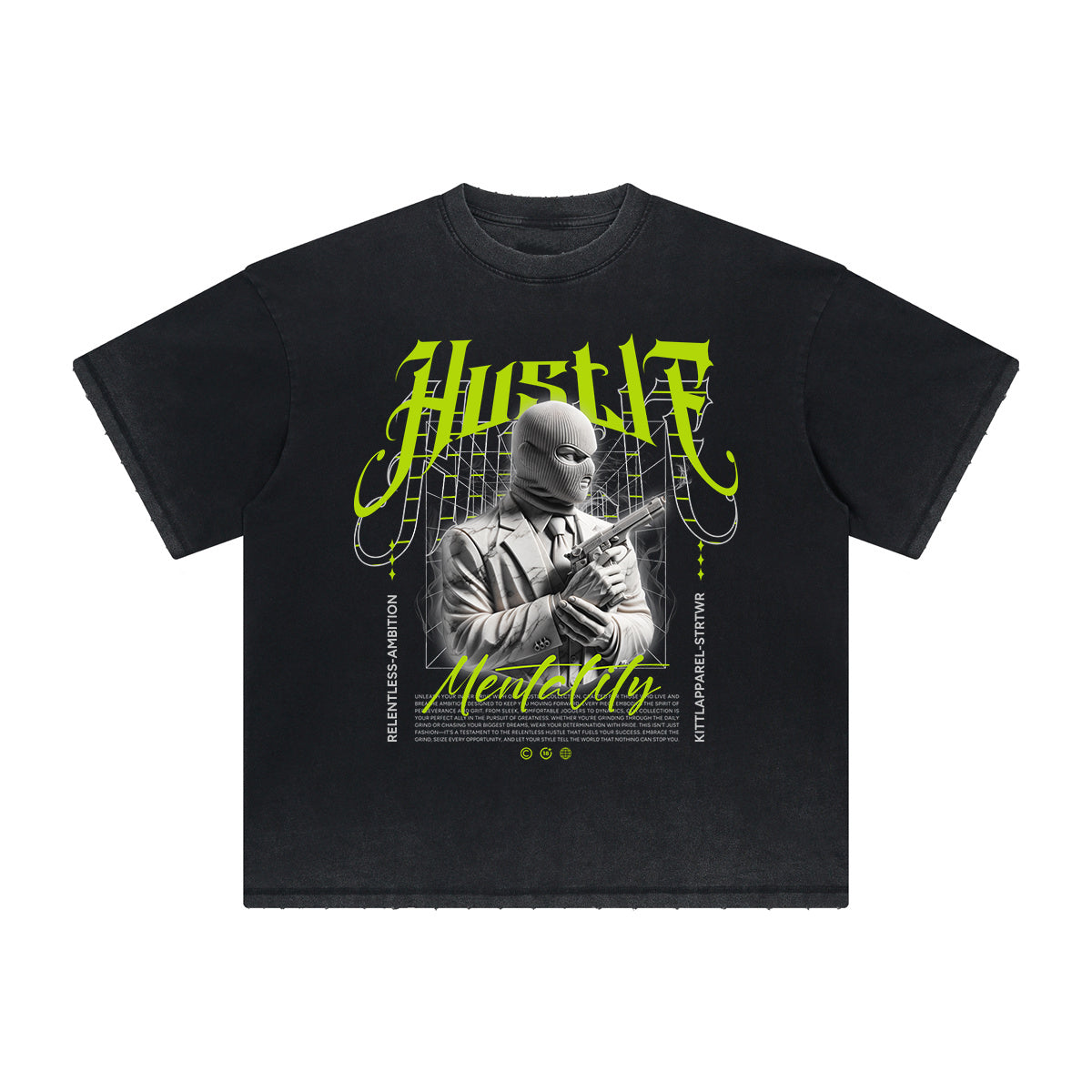 Vintage Frayed Mystery Mask Pattern Tee