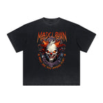 Vintage Frayed Mystery Mask Pattern Tee