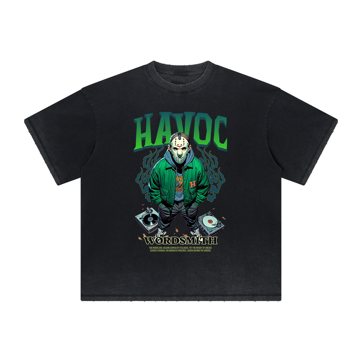 Vintage Frayed Mystery Mask Pattern Tee