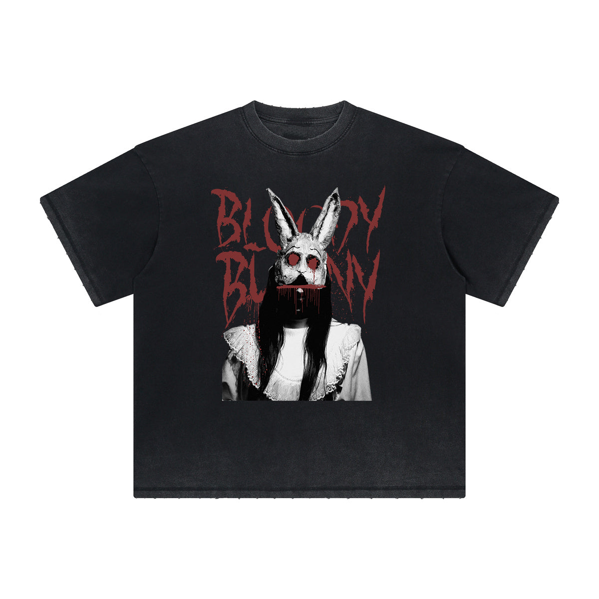 Vintage Frayed Mystery Mask Pattern Tee