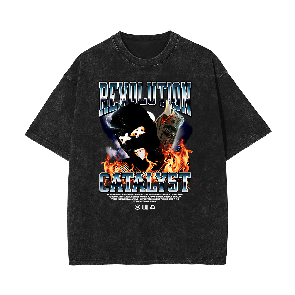 Stone Wash Mystery Mask Graphic T-Shirt