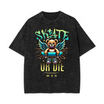 Washed Creepy Bear Graphic Cotton Tee