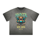 Vintage Frayed Creepy Bear Pattern Tee