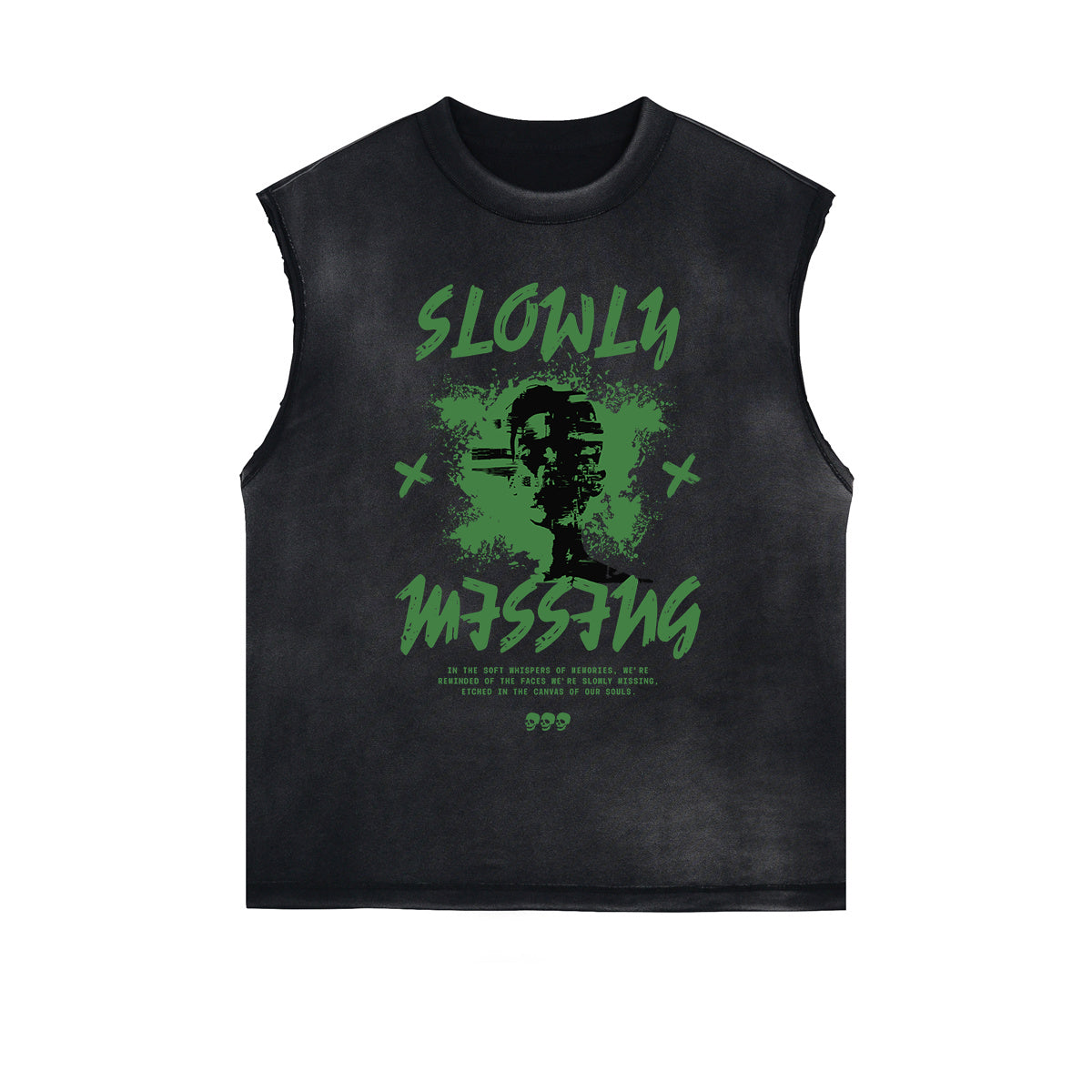 Sleeveless Distressed Dark Aesthetic Tee