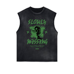 Sleeveless Distressed Dark Aesthetic Tee