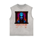 Dark Aesthetic Frayed-Edge Tank Top