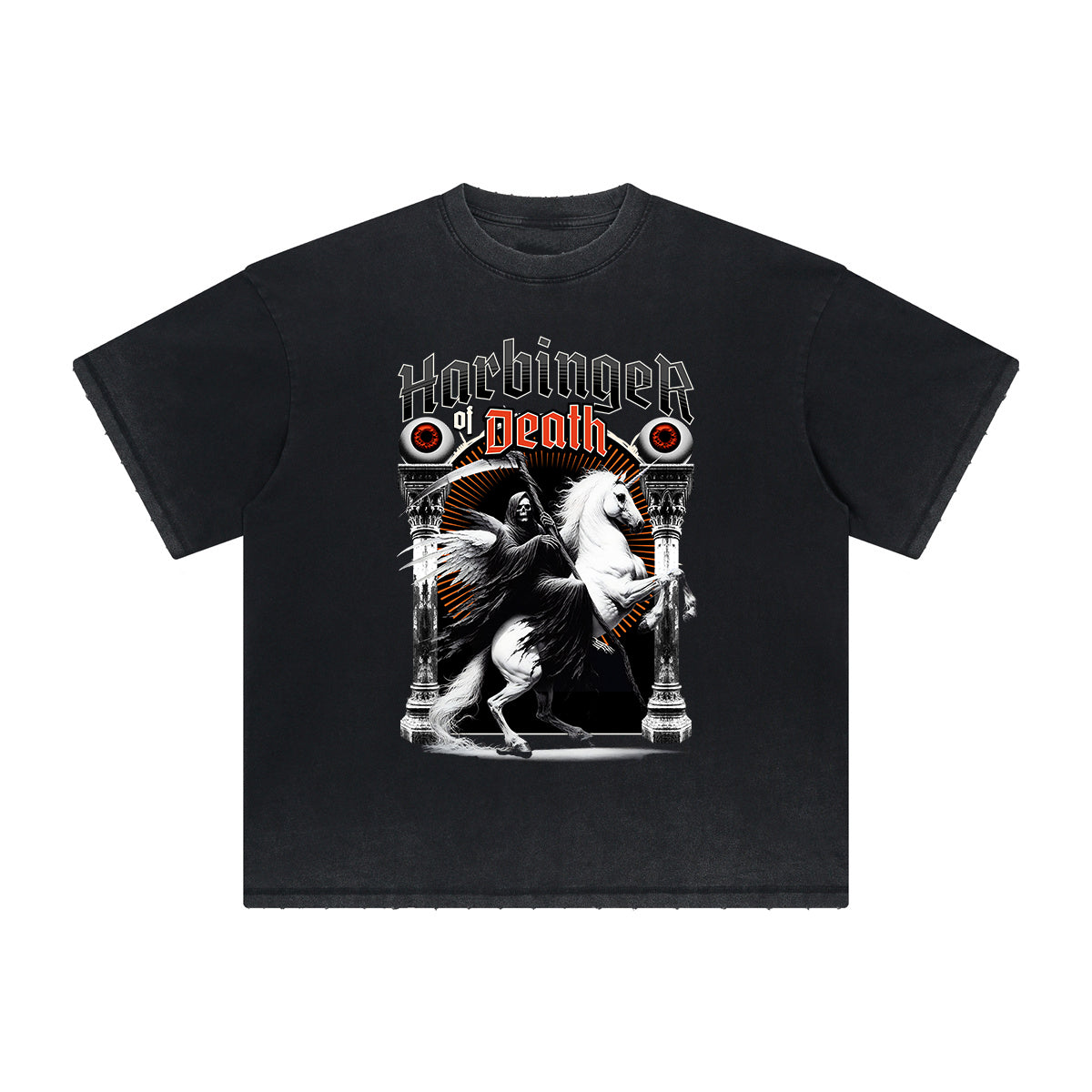 Vintage-Style Frayed Gothic Death Motif Tee
