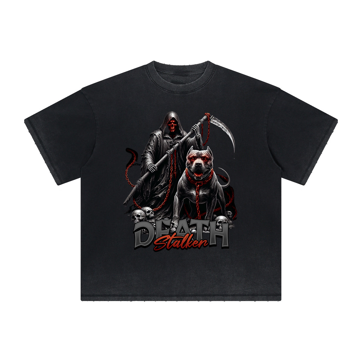 Vintage-Style Frayed Gothic Death Motif Tee