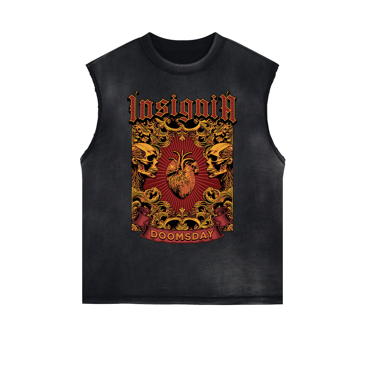 Distressed Gothic Death Motif Tank Top