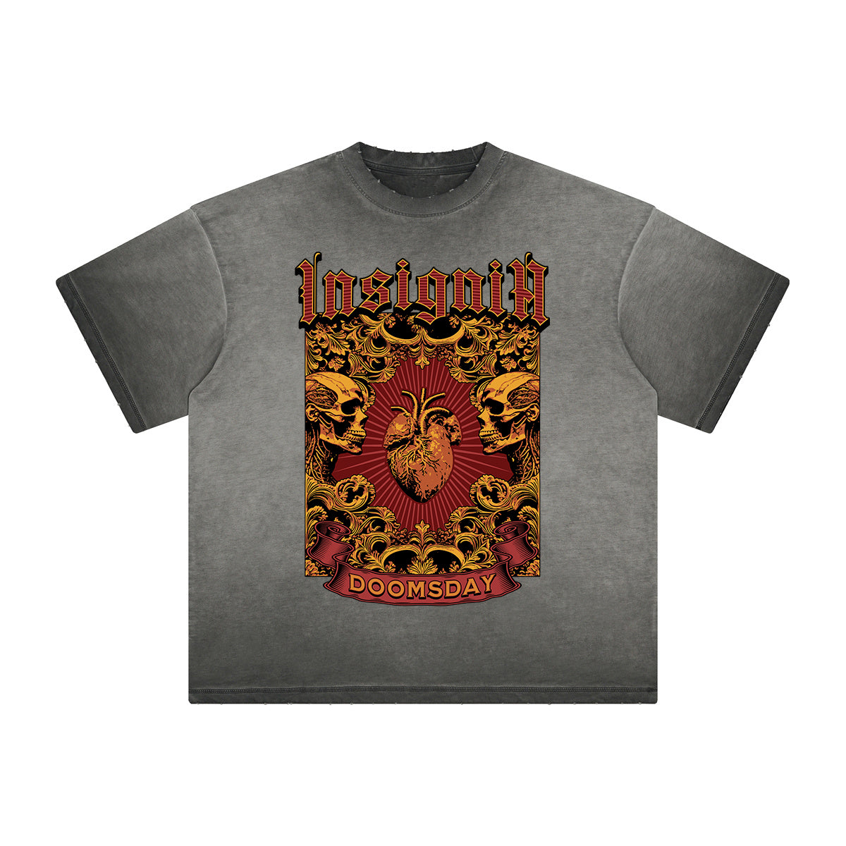 Heavyweight Washed Gothic Death Motif Tee