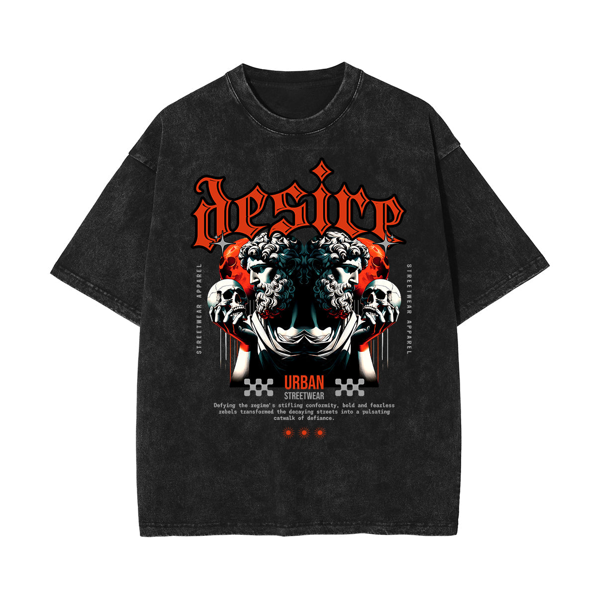 Washed Cotton Gothic Death Motif Tee