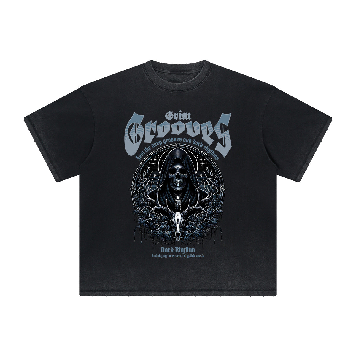 Vintage-Style Frayed Gothic Death Motif Tee