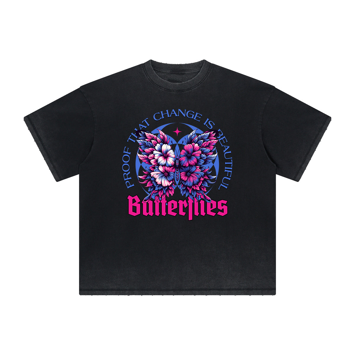 Vintage-Style Frayed Flower Graphic Tee