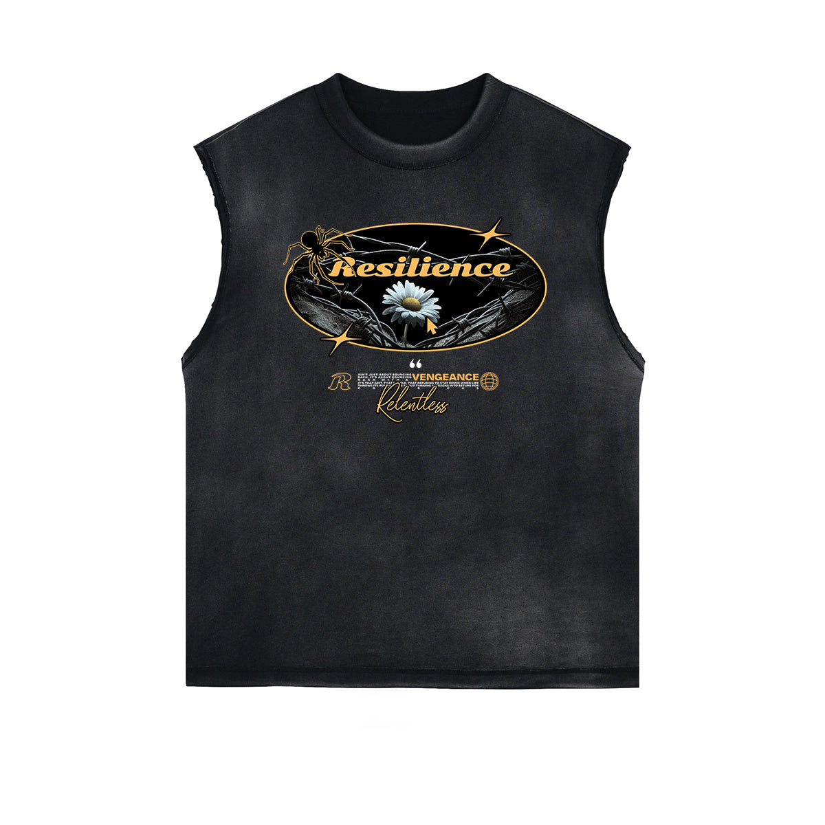 Distressed Flower Graphic Muscle Tank
