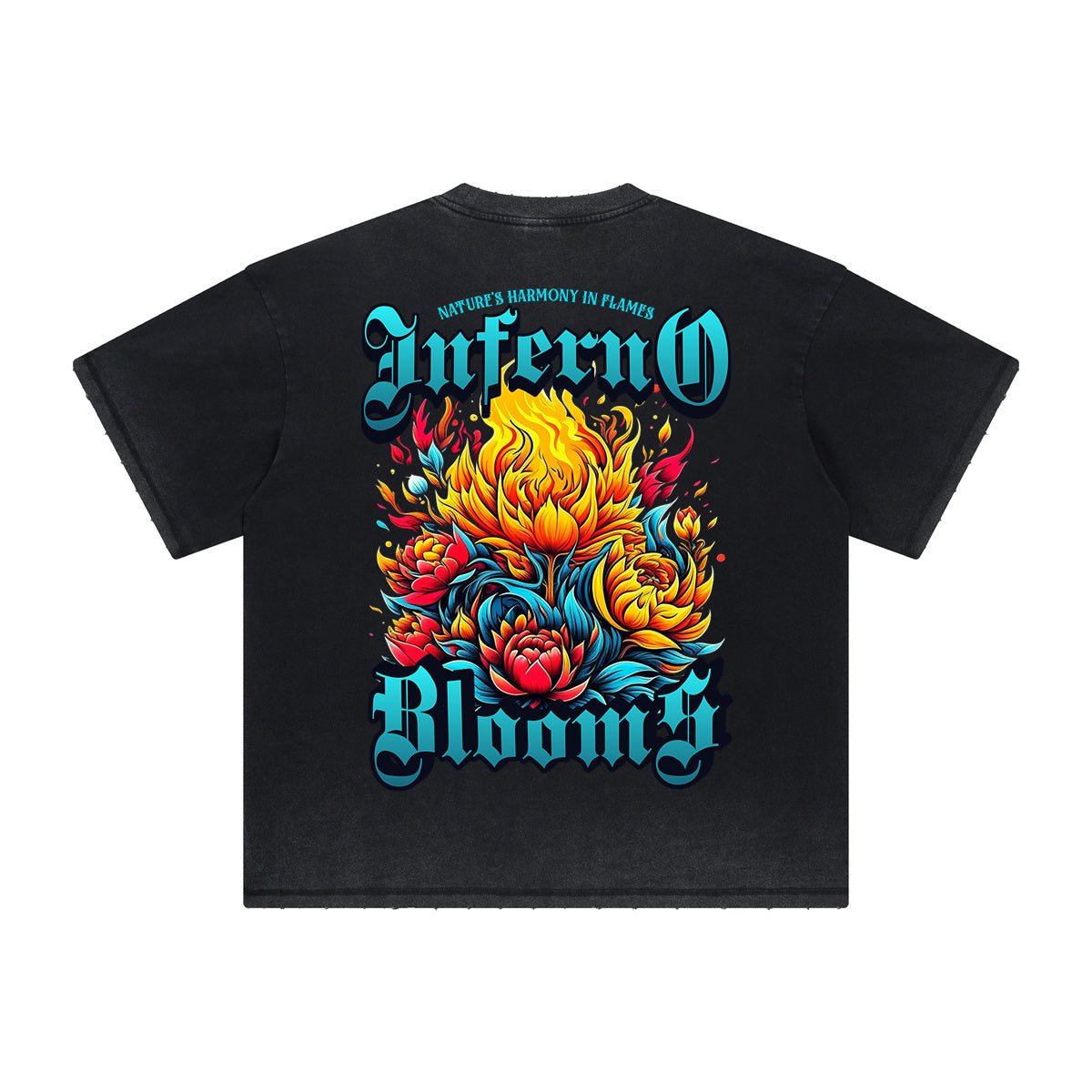 Vintage-Style Frayed Flame Graphic Tee