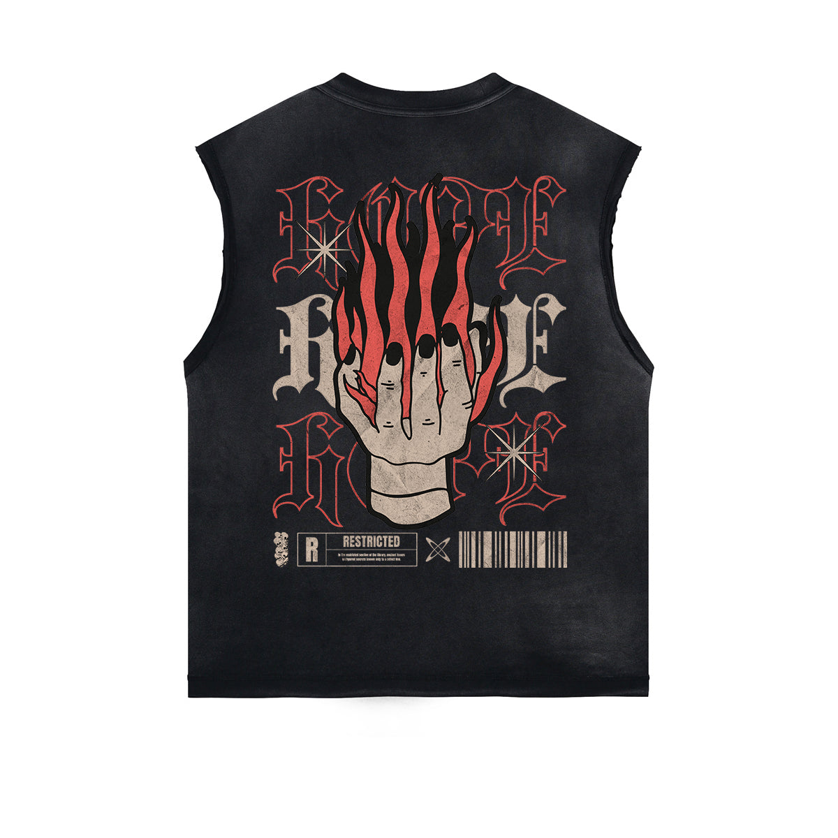 Distressed Flame Graphic Muscle Tank