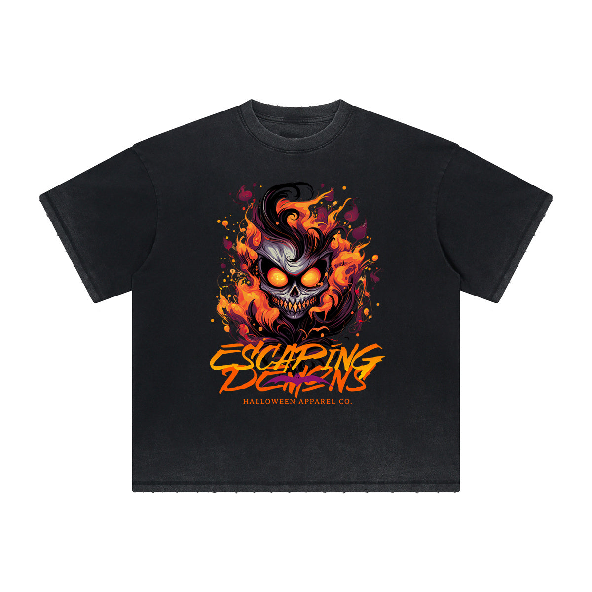 Vintage-Style Frayed Flame Graphic Tee
