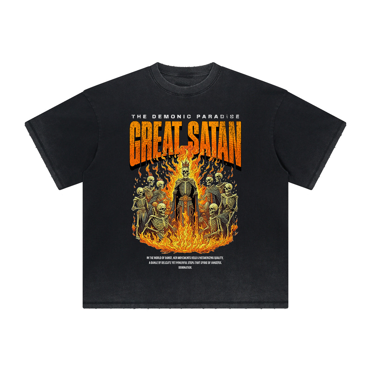 Vintage-Style Frayed Flame Graphic Tee