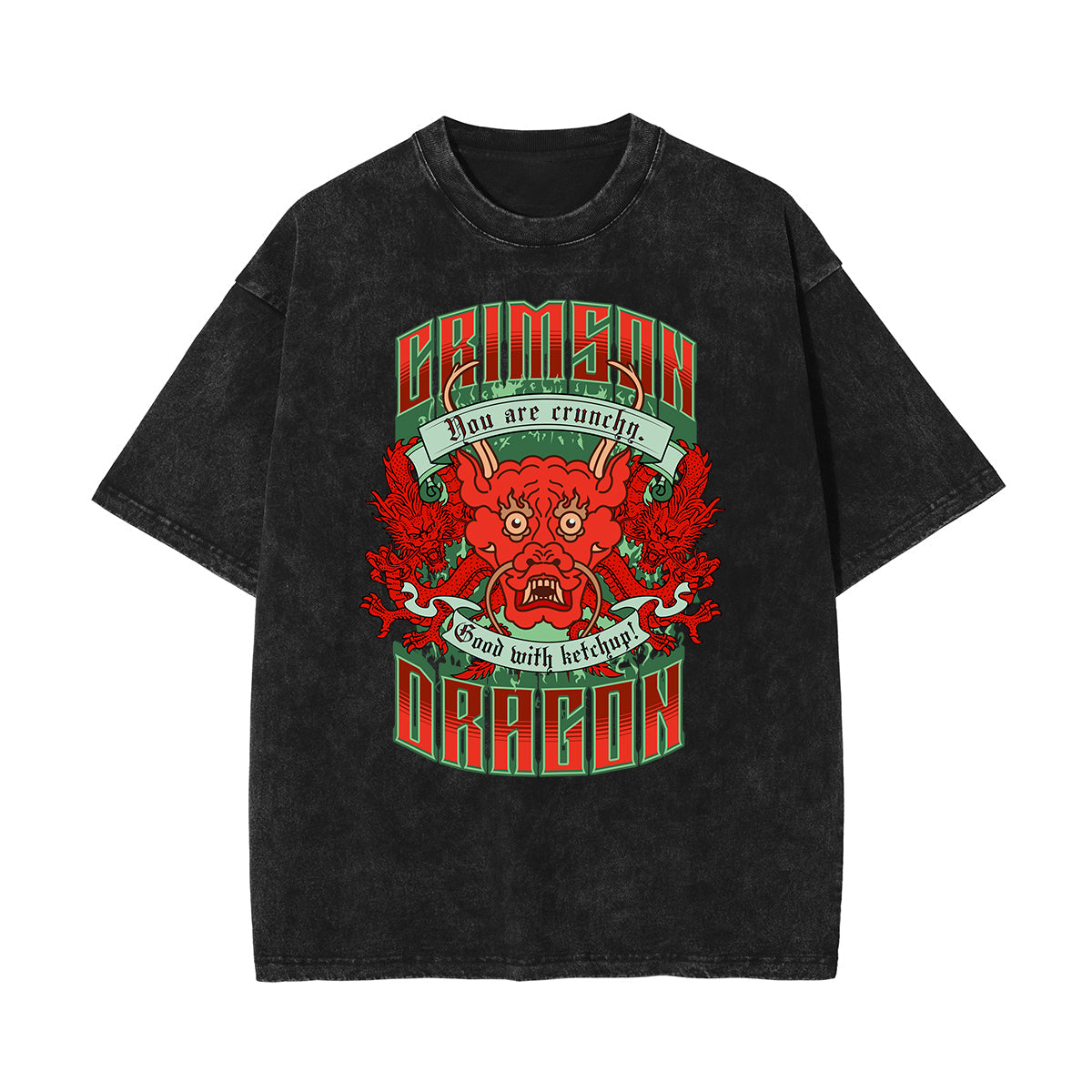 Stone-Washed Flame Graphic T-Shirt