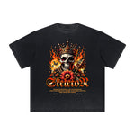 Vintage-Style Frayed Flame Graphic Tee