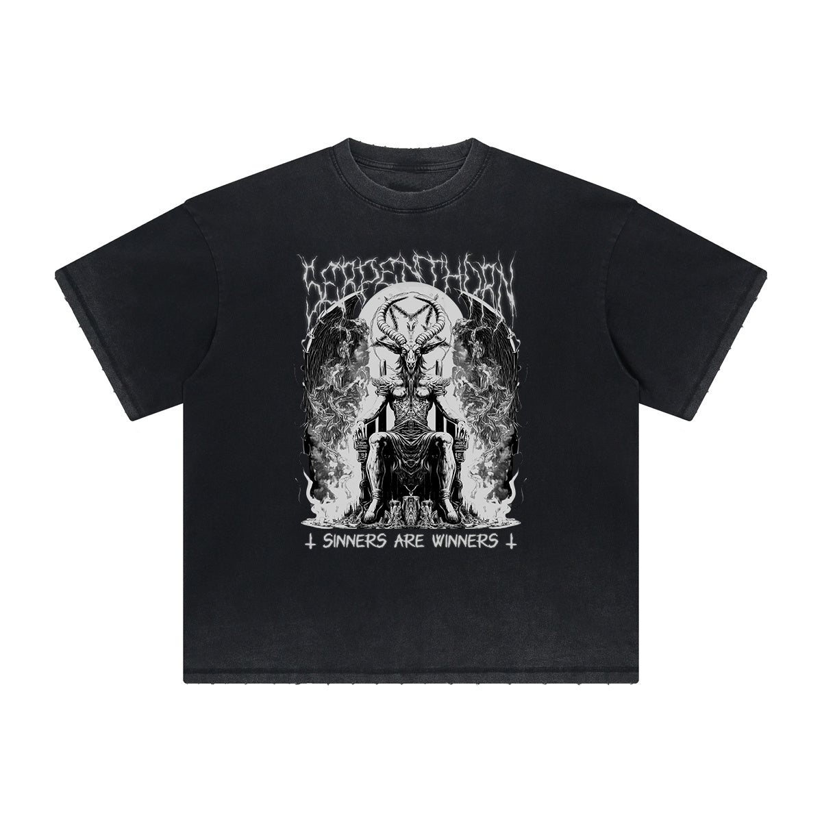 Vintage-Style Frayed Flame Graphic Tee