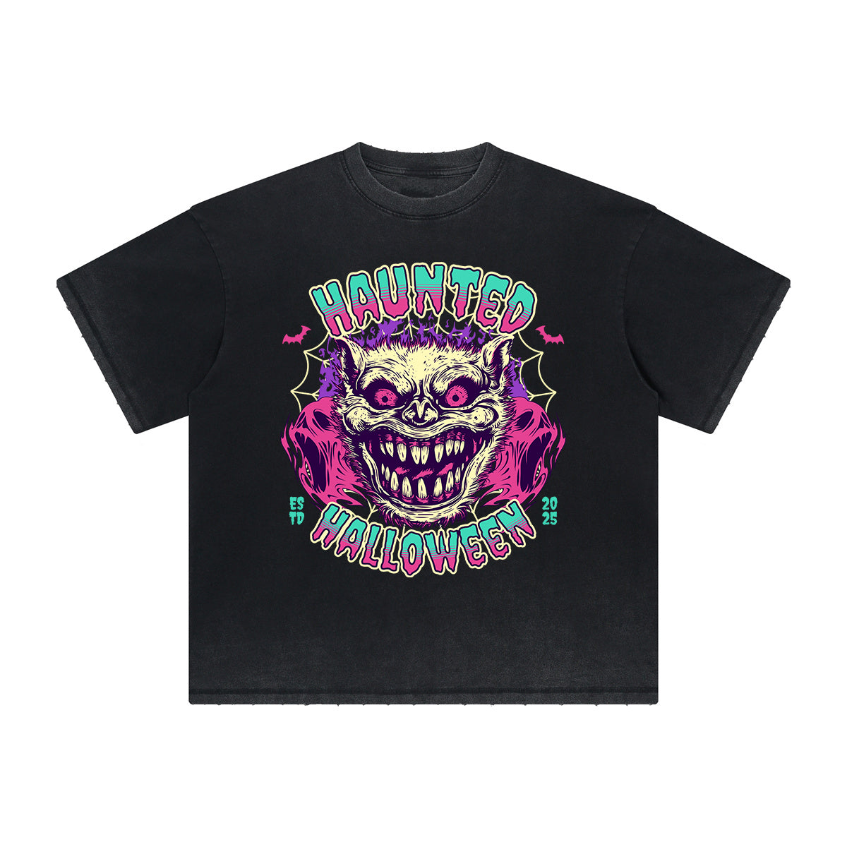 Vintage-Style Frayed Flame Graphic Tee