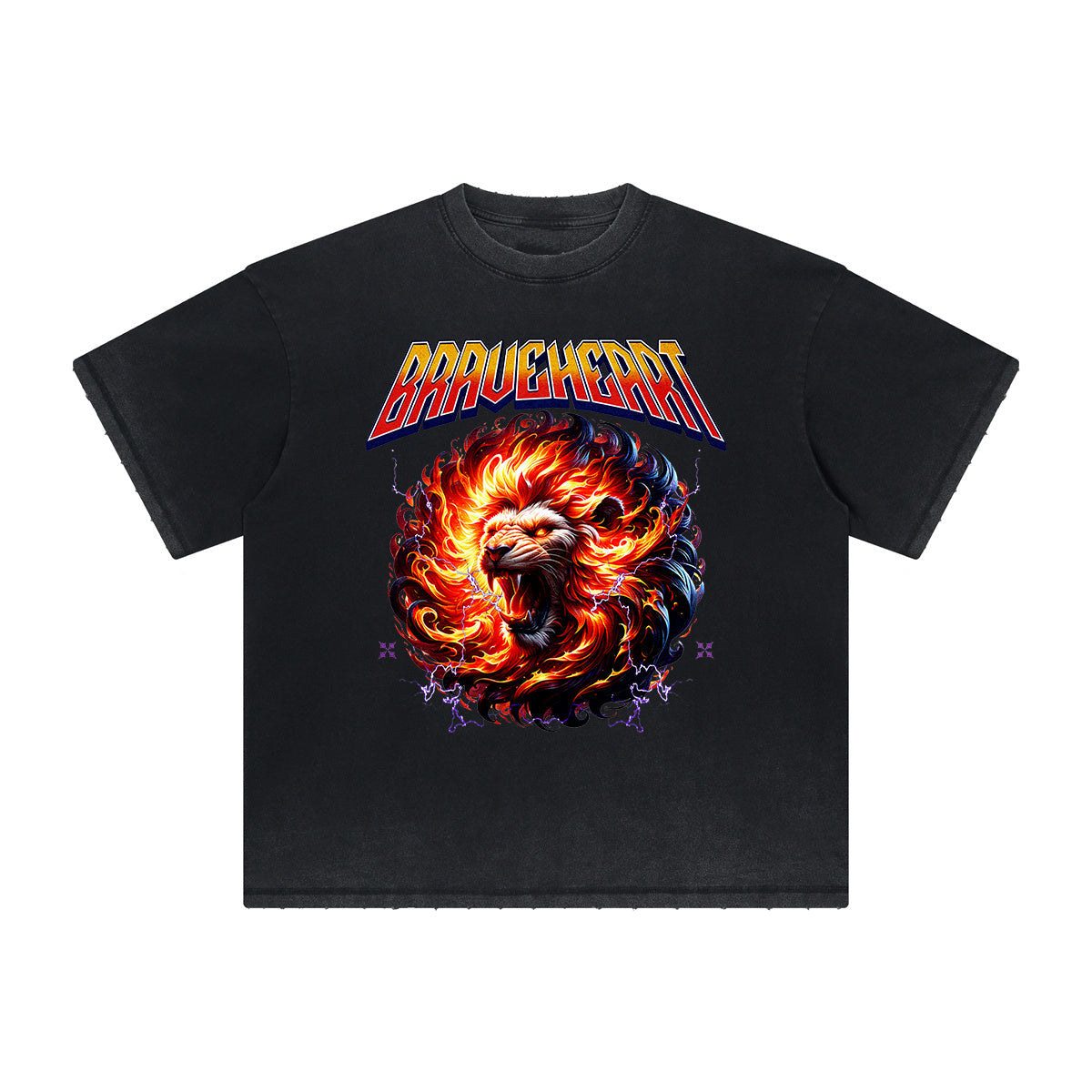 Vintage-Style Frayed Flame Graphic Tee