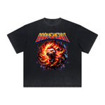 Vintage-Style Frayed Flame Graphic Tee