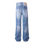 Relaxed Fit Wrinkle Wash Distressed Jeans