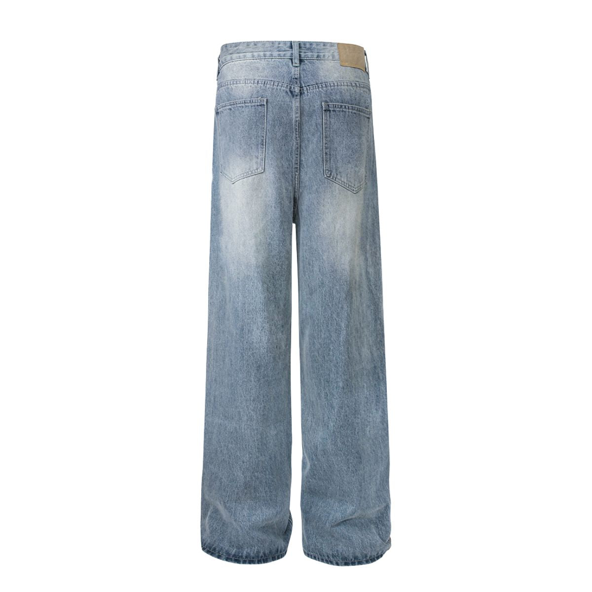 Wrinkled Light Wash Wide-Leg Jeans