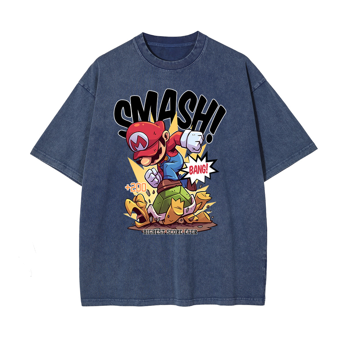 Smash Game Graphic Washed Tee-INNBLAC Fashion Apparel