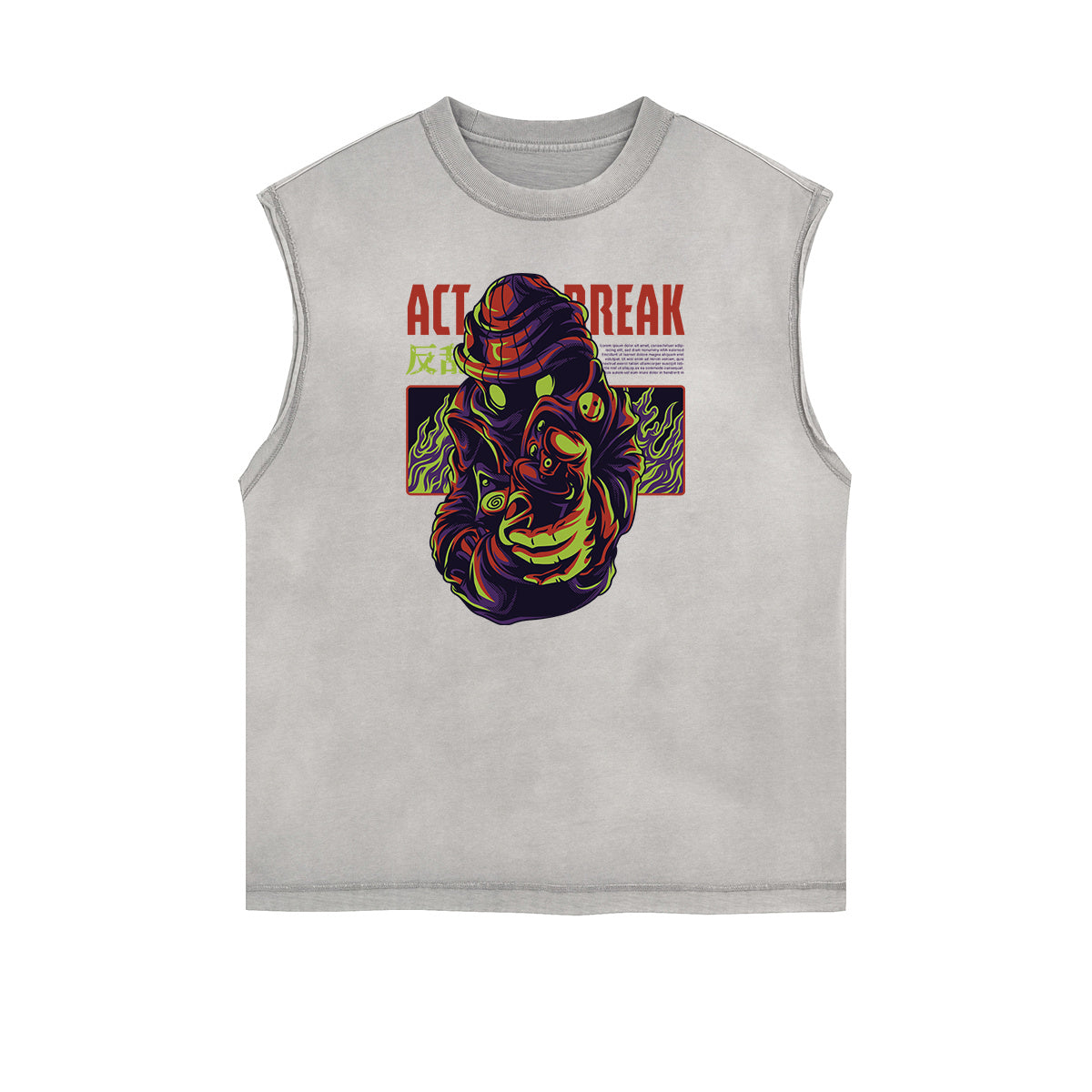 Sleeveless Streetwear Cartoon Graphic Tee