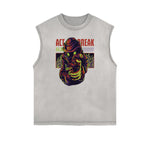 Sleeveless Streetwear Cartoon Graphic Tee