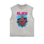 Sleeveless Streetwear Cartoon Graphic Tee