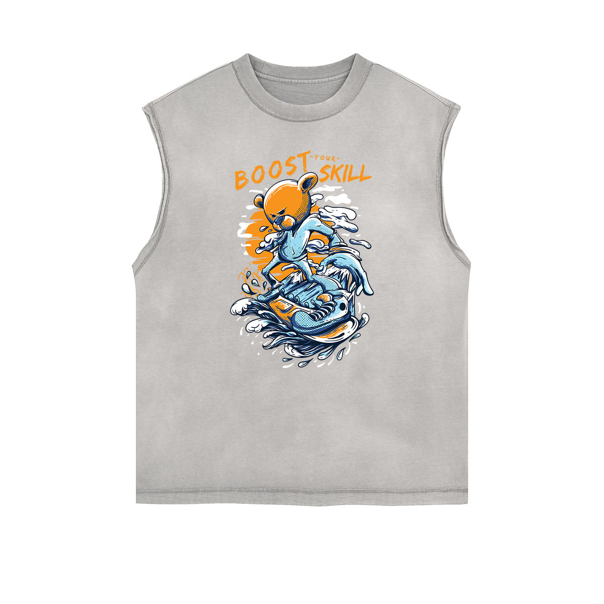 Sleeveless Streetwear Cartoon Graphic Tee