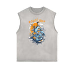Sleeveless Streetwear Cartoon Graphic Tee
