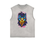 Sleeveless Streetwear Cartoon Graphic Tee