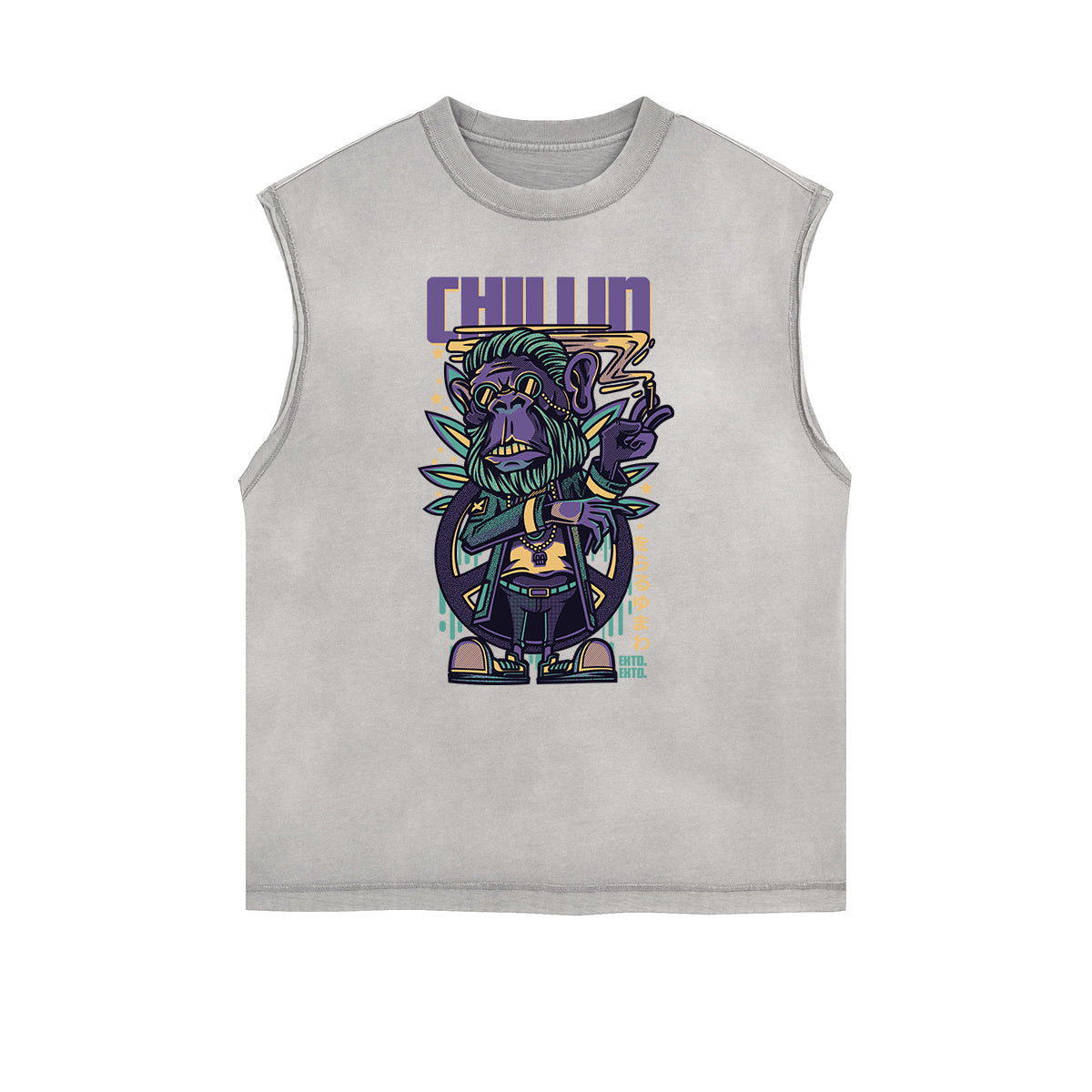 Sleeveless Streetwear Cartoon Graphic Tee