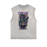 Sleeveless Streetwear Cartoon Graphic Tee