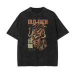 Stone Wash Punk Cartoon Graphic Tee