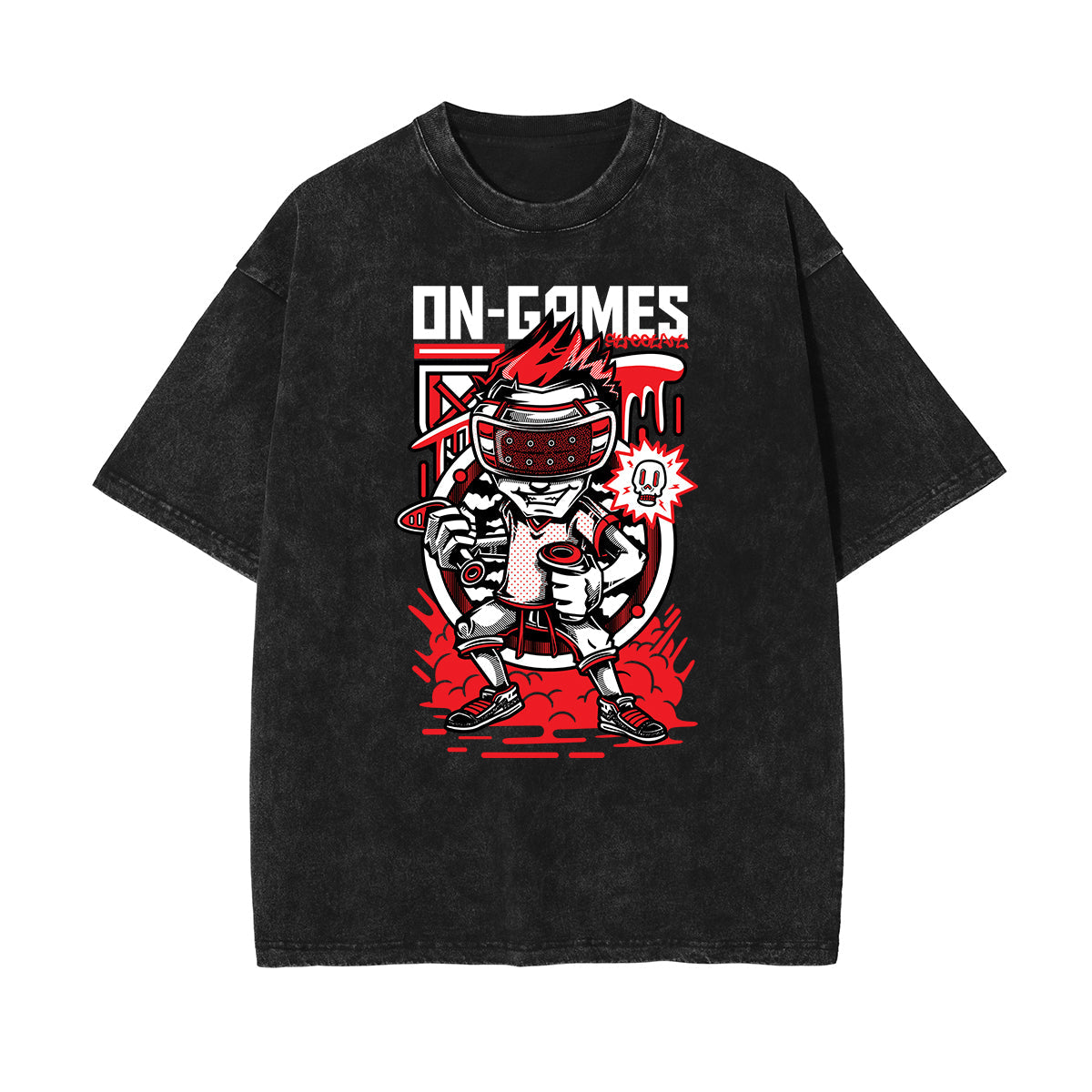 Stone Wash Punk Cartoon Graphic Tee