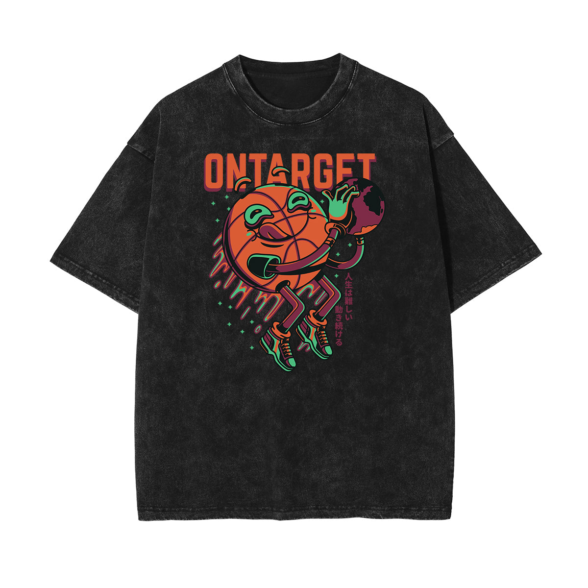 Stone Wash Punk Cartoon Graphic Tee