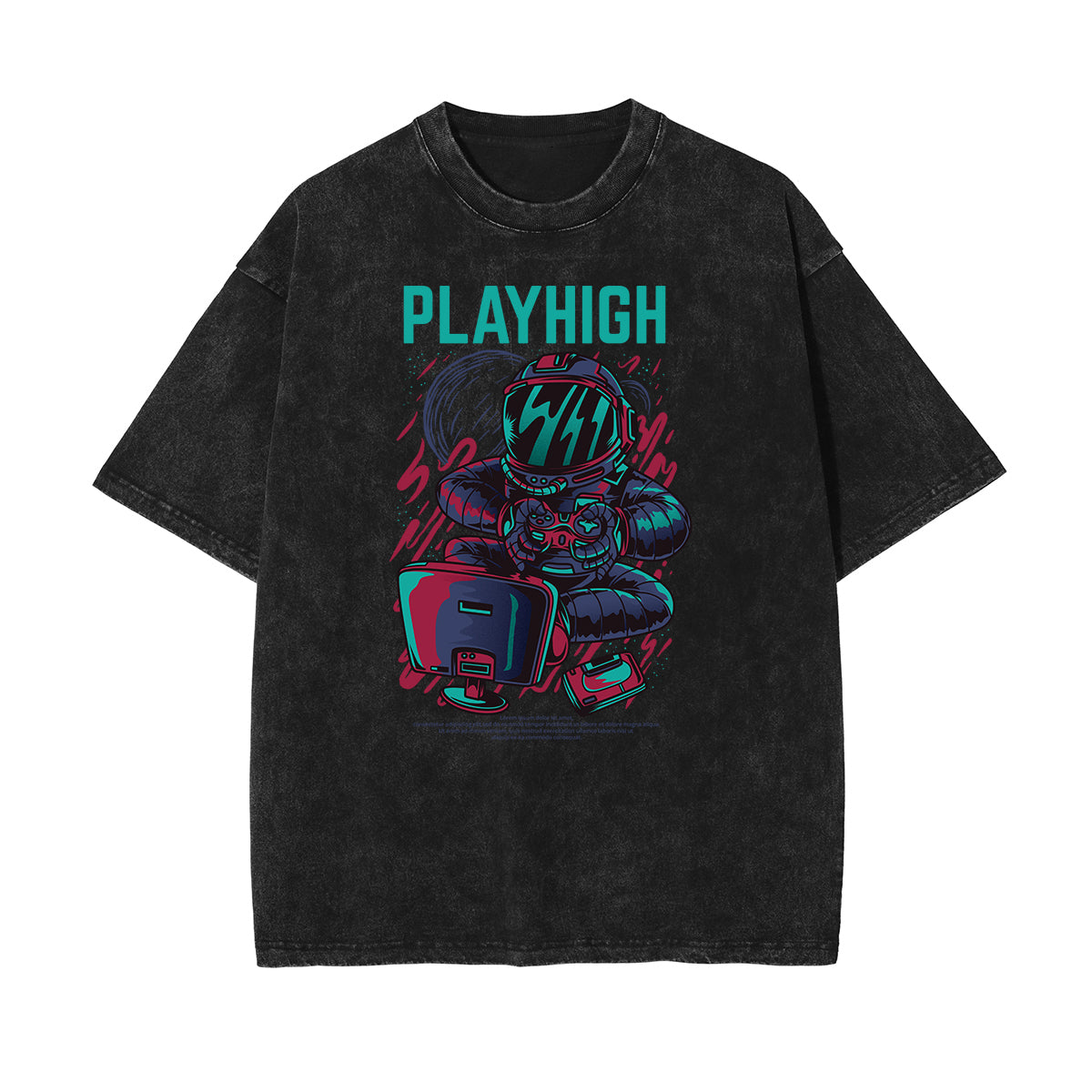 Stone Wash Punk Cartoon Graphic Tee
